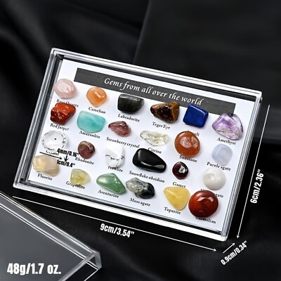 24pcs Box Specimens Of Natural Tiny Cute Crystal Agate Stones Crystal Agate