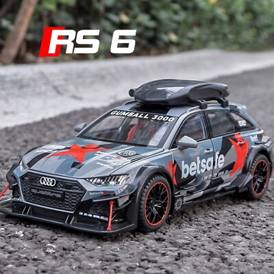 1:24 Audi RS6 DTM Modified Vehicle Alloy Toy Car Model Wheel Steering Sound and