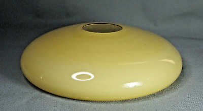 1930 Antique Art Deco Bohemian Czech Cream Cased Glass Lamp Shade Disk Light 8quot;
