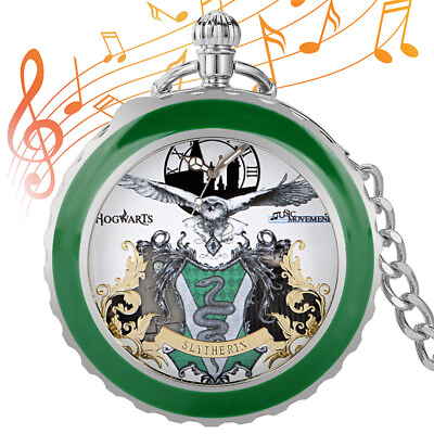 Green Tone Music Box Pendant Pocket Watch Play Harry Potter Song Birthday Gifts