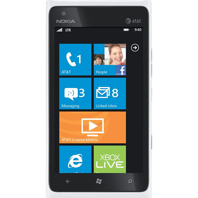 NEW Nokia Lumia 900 16GB White ATamp;T 4G LTE Windows 7.5 Touch Smartphone