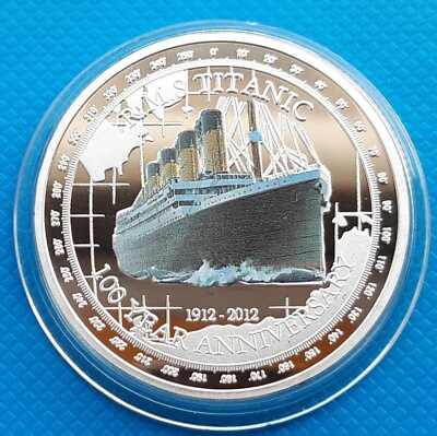 Tuvalu R.M.S. Titanic 2012 UNC 100 Year Anniversary Silver Plated Colorized