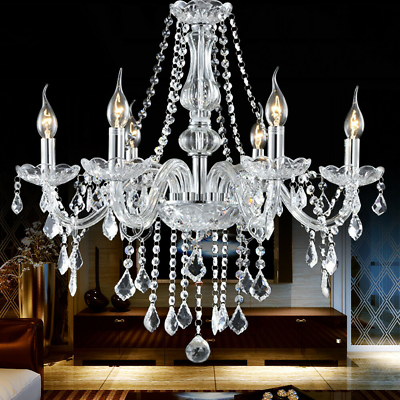 #ad E12 Elegant Crystal Candle Decoration Chandelier Pendant Ceiling Light 6 Lamp US