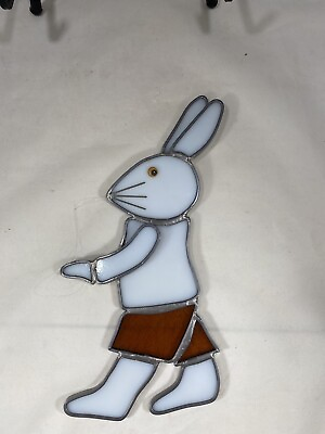 #ad Vintage Stained Glass Suncatcher Bunny 8quot;