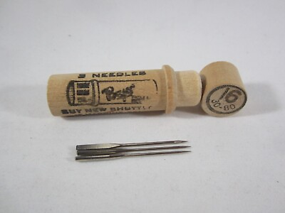 Vintage Boye Shuttle Needles #16 30 80 3 Needles in Cute Wooden Tube.