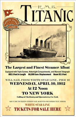 #ad Titanic Retro Style Sailing Poster 12 x 18