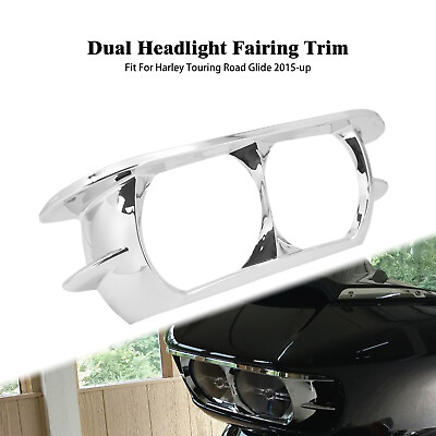 #ad Motorcycle Chrome Headlight Trim Cover Bezel Fit For Harley Road Glide 2015 2021
