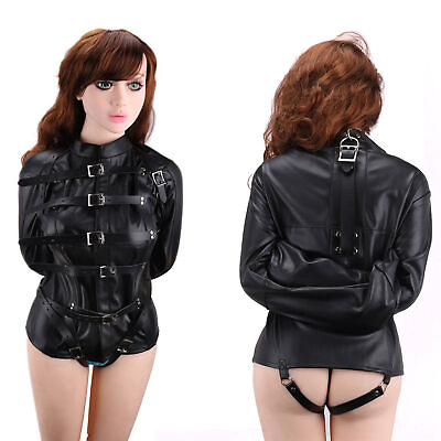 #ad Bondage Asylum Straitjacket Straight Jacket Body Harness Armbinder Clubwear BDSM