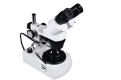 10x 20x 30x 60x Binocular Stereo Gemology LED Microscope w Darkfield amp; Gem Clamp