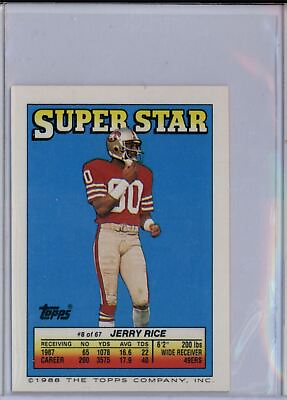 #ad 1988 Topps Super Star Sticker Back Cards Jerry Rice Jeff Smith Earnest