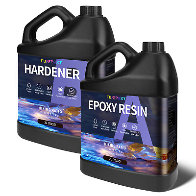 #ad FUNEPOXY Crystal Clear Epoxy Resin Kit for Table Top Epoxy Resin 1 Gallon Kit