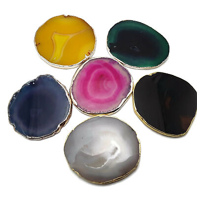 #ad Agate Coaster Geode Round Slices Pink Green Yellow Blue Brown Gray Size 2.5quot; 3quot;