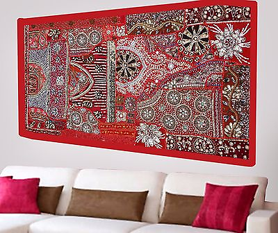 #ad Wall Tapestry Hand Embroidered Beaded Patchwork Hanging Heavy Sequins Decor BT47