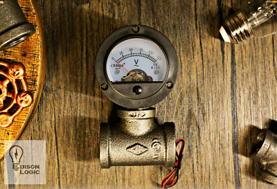 Voltmeter for Vintage Steampunk pipe lamps Industrial Look