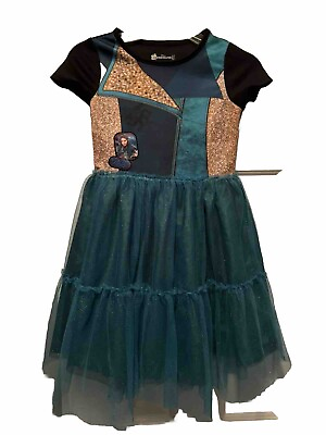 #ad Disney Descendants 3 Uma Halloween Teal Mesh Costume Dress Girls Size M 7 8