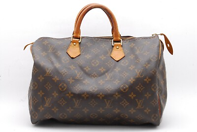 Louis Vuitton Handbag Boston Speedy 35 Monogram Leather Brown M41524 TH0023 Auth