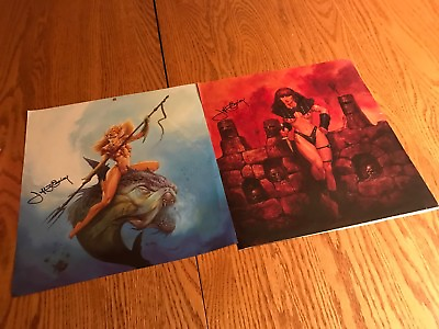 LOT OF 2 SIGNED PAGES FROM FANTASY ART WOMEN CALENDAR by JEFF EASLEY mtg magic