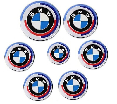 #ad #ad 7PCS For BMW 50th Anniversary Emblem Centre Caps Badges Set 82mm 74mm 68mm 45mm