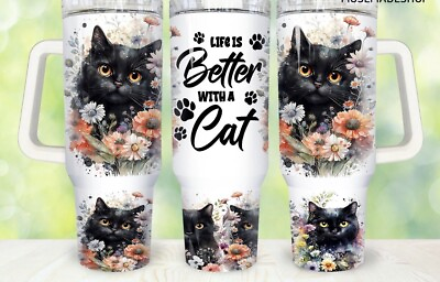 #ad 40oz Cat TumblerCats LoversStainless Steel Coffee Cup Tumblercups Mugs