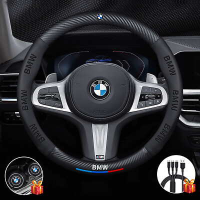 15quot; Steering Wheel Cover Genuine Leather For BMW Black New