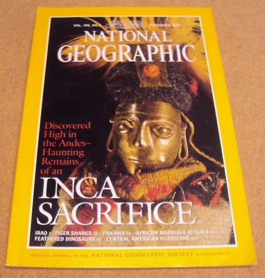 #ad National Geographic November 1999 Iraq Sharks Inca Mummies Panama African Ritual