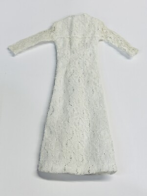 #ad Vintage Barbie Doll 1970#x27;s Shillman Maddie Mod White Silver Lace Long Gown EUC