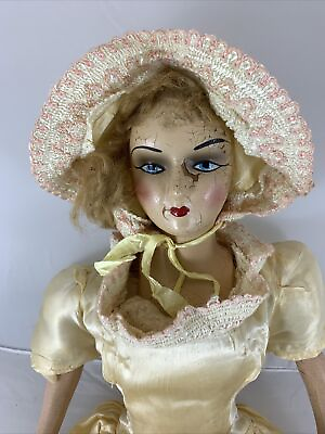 Antique Boudoir Bed Doll 1920 1930 with Clothes Pre War