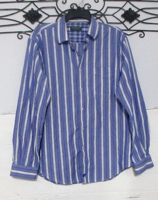 John Bartlett Men#x27;s Button Up Shirt Size L Long Sleeve Multicolored Striped