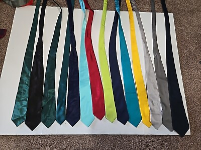 #ad LOT OF 14 SOLID COLORS ties Prom Wedding Dances Suit Rental Store
