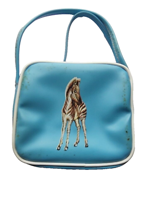#ad #ad Zebra Childs Vintage Handbag Vinyl Strap Purse Bag Vintage Sky Blue Retro Kitsch
