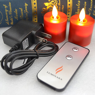 Luminara Rechargeable Flickering LED Electric Tea Lights Candles 2PCS with Timer
