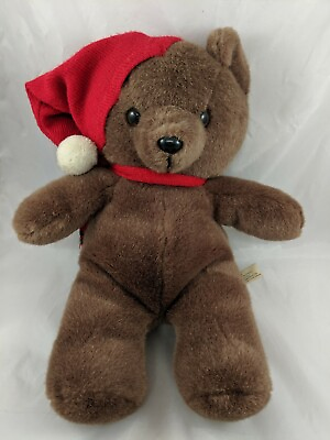 #ad Brown Bear Plush Knit Santa Hat Scarf 16 Inch Kel Toy Inc Stuffed Animal toy