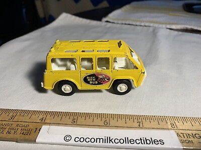 Vintage 1970 Toy Tootsietoy Bus Busy Bee Bus Metal Yellow Nice Paint on this One