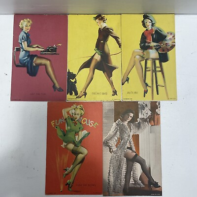 Lot of 4 Vintage PIN UP MUTOSCOPE Cards And 1 Other 1940’s