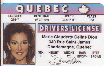 Celine Dion of TITANIC my Heart Will Go On BECAUSE You Loved Me Drivers License
