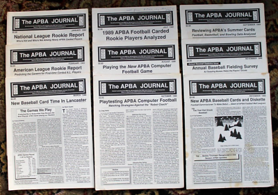 #ad APBA Journal 1989 9 Issues Baseball Football Basketball Bowling