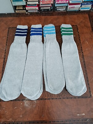 #ad Vtg 1990s JCPenney Towncraft Crew Mens Socks 3 Stripe Heather Gray Green Blue