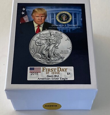 #ad President Donald Trump...2016 American Silver Eagle .999 Silver Coin with COA*