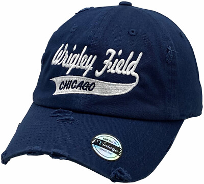 Wrigley Field Chicago Vintage Hat Buckle Back Script Blue