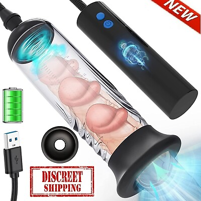#ad Vacuum Electric Penis Pump Digital rechargeable Male Men Penis Enlarger Growth