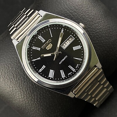 Vintage Seiko 5 Automatic 17 Jewels Cal.6309A Day Date Men#x27;s Wrist Watch WF08