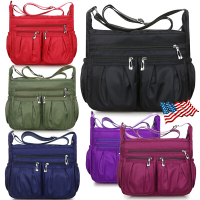 Women Large Capacity Shoulder Bag Nylon Solid Color Casual Travel Crossbody Bags