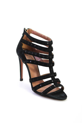 #ad Alaia Womens Geometric Texture Zipped Cut Out Stiletto Heels Black Size EUR35.5