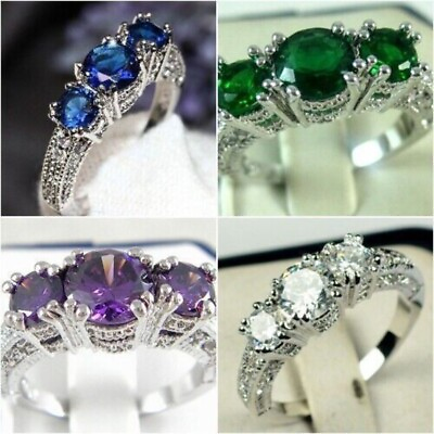 #ad Elegant Cubic Zirconia 925 Silver Ring Women Wedding Jewelry Gift Sz 6 10