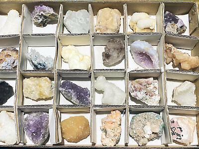 #ad Bulk Wholesale Lot 24 Piece Flat Zeolite Crystal Collection Rough Raw Crystals