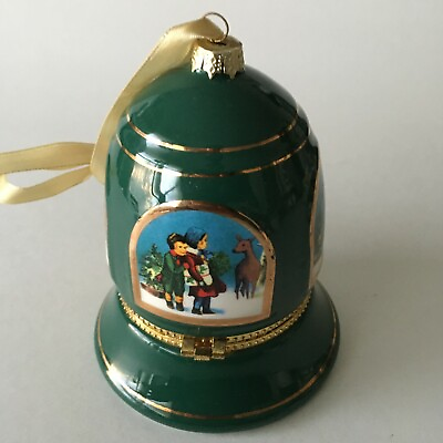 Mr. Christmas Bell Ornament Music Box Plays Silent Night Green 4quot;X3.5quot; X3.5quot;