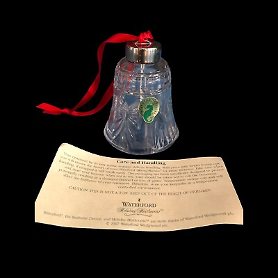 WATERFORD Crystal Bell Ornament Large 3” Tall With Care Card Ireland