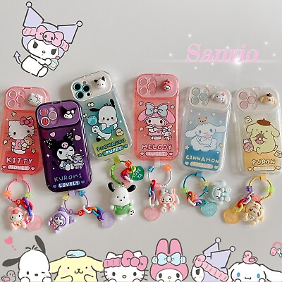 3D Hello Kitty Kuromi Charm Stand Mirror Case Cover for iPhone 14 Pro Max 11 13