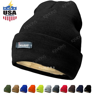 #ad Mens Womens Winter Thermal Fleece Lined Insulated Knit Beanie Hat Cuff Cap Ski 2