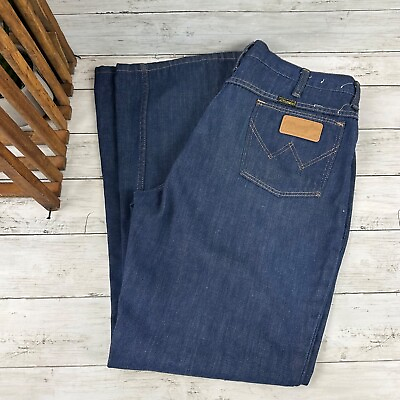 #ad Vintage Wrangler USA 36x31 Dark Wash Cowboy Bootcut Western Jeans lightweight